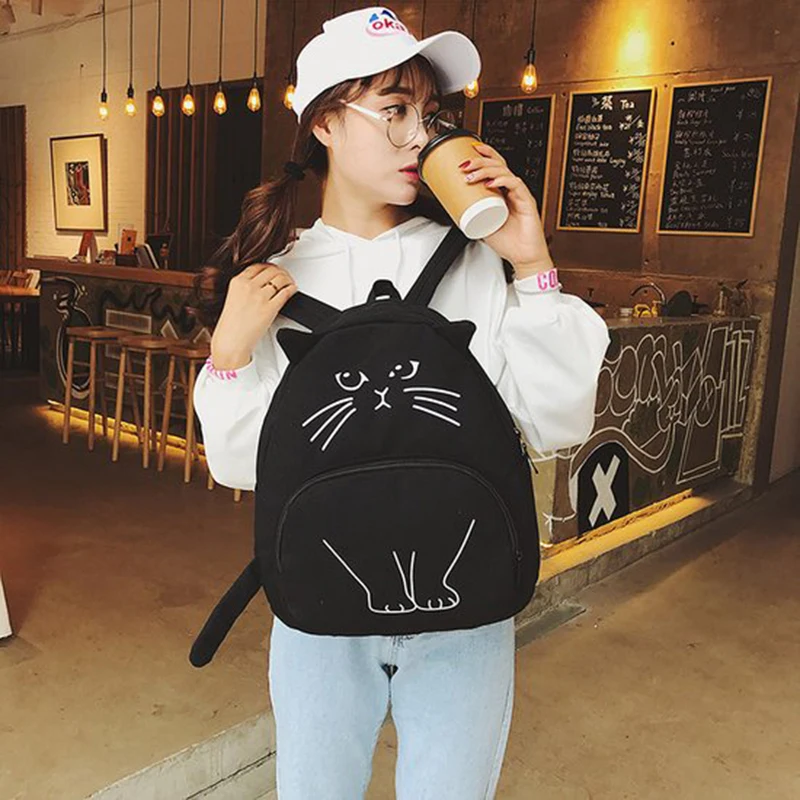 

2019 Fashion Women Backpack,Canvas Japan Sweet Style Kawaii Cute Big Kitten Travel bags,Backpack Female,Mochila Bagpack Pack