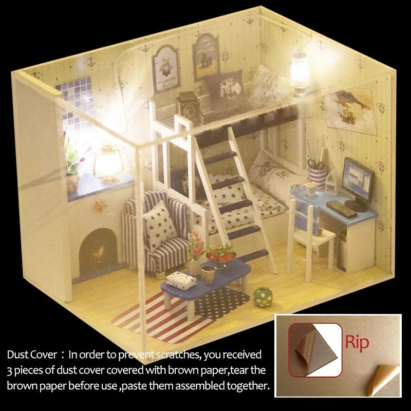 DIY Miniature Girl Furniture Doll House 3D Wooden Dolls Houses Miniature dollhouse Toys for children Furniture Kit