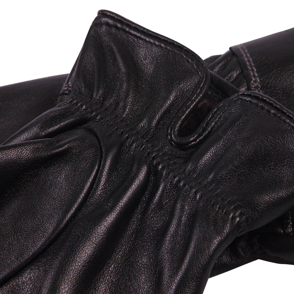 Genuine Leather Gloves Male Autumn Winter Plus Velevet Fashion Driving Thicken Keep Warm Touch Screen Sheepskin Gloves M18010NC