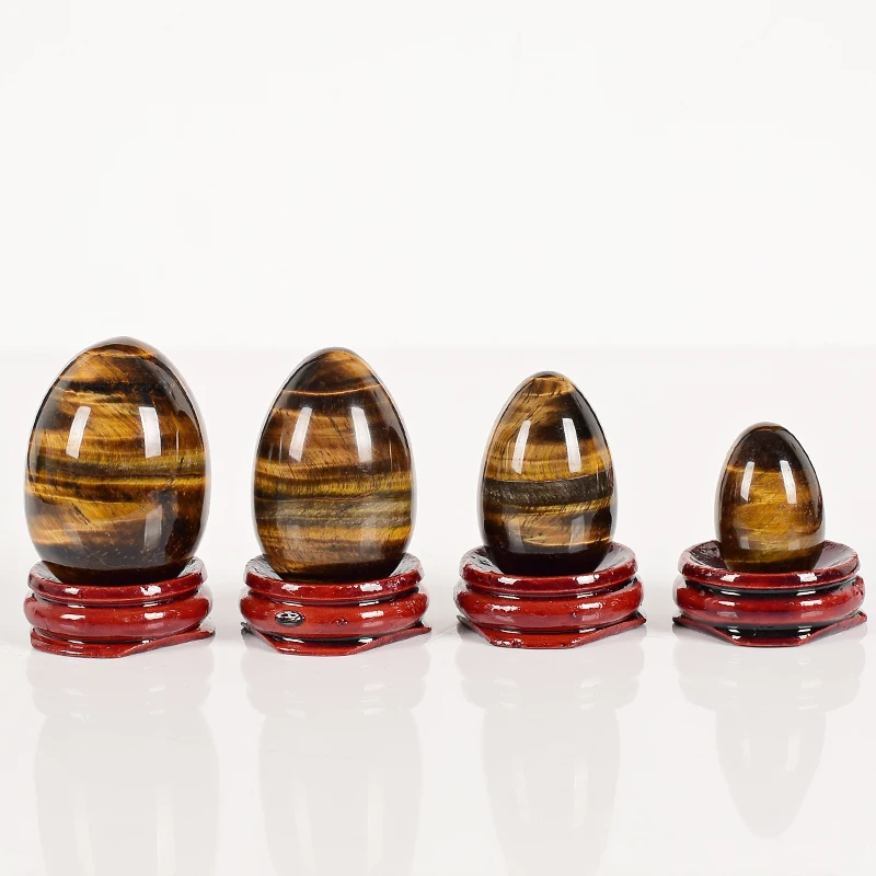 

Gemstone Natural tiger eye egg with wooden base natural stone and quartz Crystal Balls Healing Chakra Reiki sphere for decor