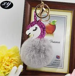 New Arrival Super Cute Rainbow Horse Unicorn Fluffy Faux Fur Pompom Keychian Pendant Bag Charms Handbag Accessory Purse Ornamen | Украшения