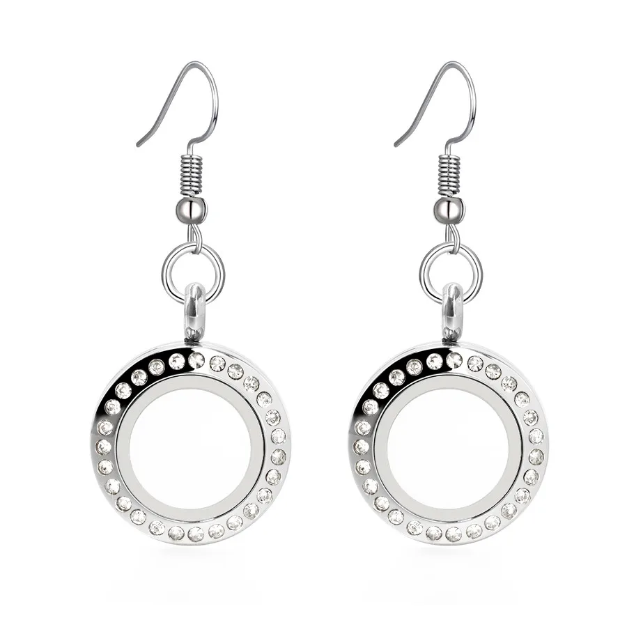 

wholesale 5pcs Women Fashion Drop Earrings 316L stainless steel floating locket fit floating memory charms Gifts