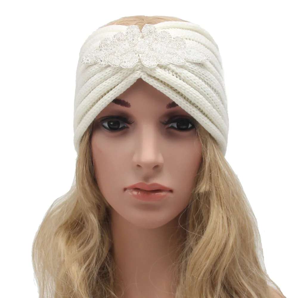 Winter Hair Accessories For Women Knitted Warm Headband Rhombus