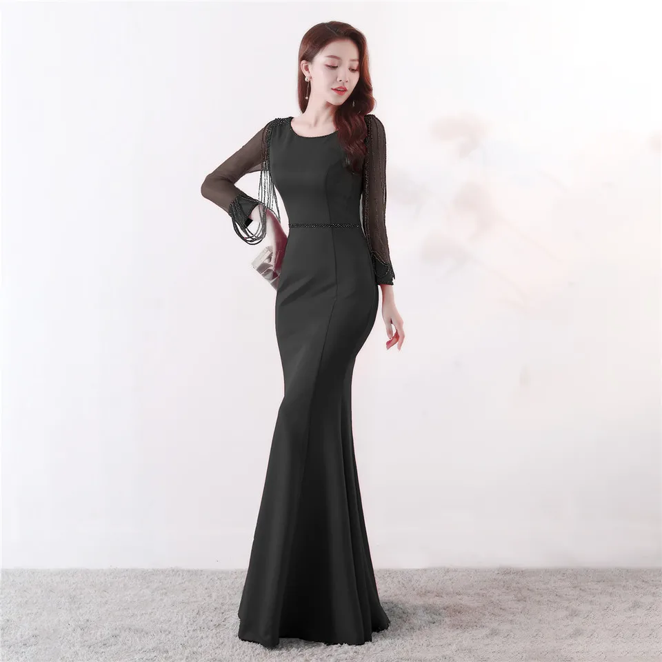 It's Yiiya Muslim Evening dress Long sleeve Zipper back O-neck Empire Party Gowns Elegant Floor-length Beading Prom dresses C100 It's Yiiya Muslim Evening dress Long sleeve Zipper back O-neck Empire Party Gowns Elegant Floor-length Beading Prom dresses C100