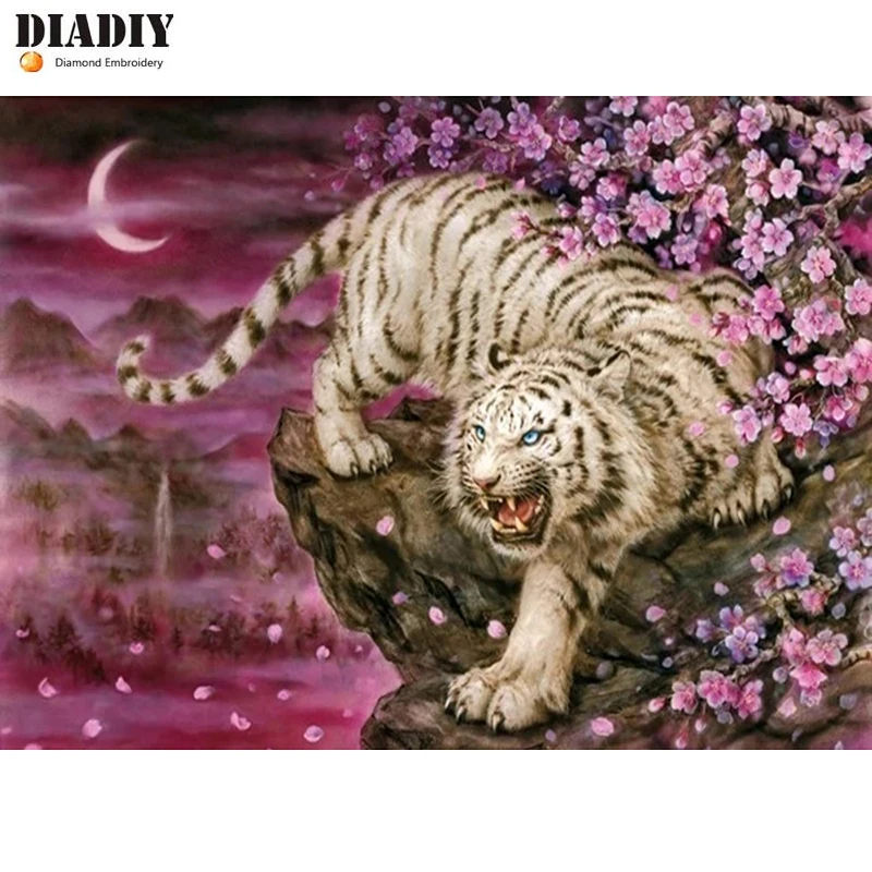 DIADIY DIY Diamond Embroidery Black and white tiger Full Square/round Painting Cross Stitch Kit Mosaic Home Decor Gift | Дом и сад