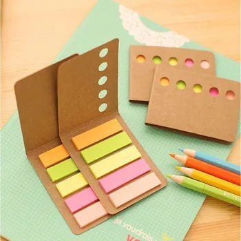 

Cute Novelty Kraft Paper Cover Candy Color Memo Pad N-times Sticky Note Bookmark Notepad School Office Supply Student Prize Gift