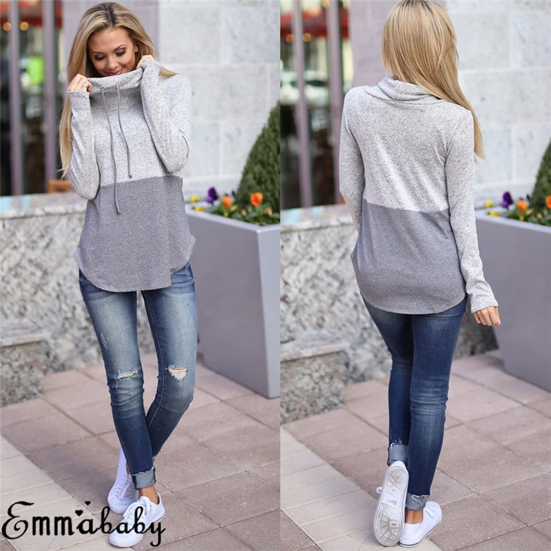 Women Hoodies Printed Hoodie New Casual Female Patchwork Sweatshirts Pullover Hooded Tops Cotton Hoodies