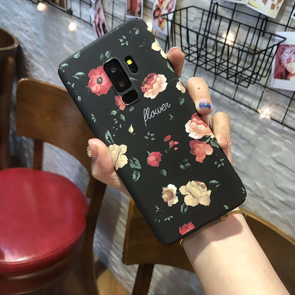 

L-FADNUT For Samsung S7 S7 edge Phone Case Fashion Cute Rose Flower Shockprrof Matte Bumper Back Cover For Galaxy S8 S9 Plus