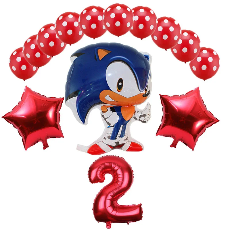 14 шт./лот sega Sonic Ёжик супер герой двухсторонний фольгированный шар мальчик девочка день рождения номер 1-9 Воздушные шары Декор - Цвет: 14pcs