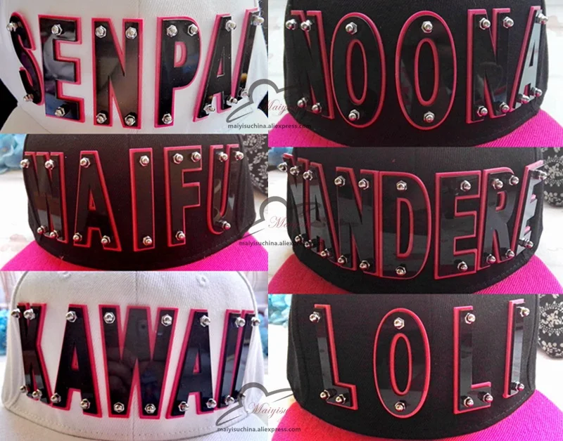 3D Письмо Девушка заклепки Кепка в стиле хип-хоп кепка в стиле хип-хоп бейсбол представление шляпа мужская кепки танец snapback шапки Быстрая - Цвет: pink and black