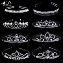 Carddoor Новая мода жемчужная тиара и корона Роскошная принцесса Свадебная вечеринка украшения для волос девушка сердце Кристалл Свадебный Выпускной ободок