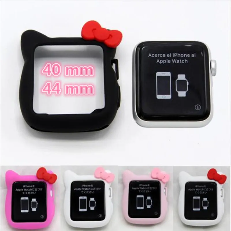 

Cute Cartoon HelloKitty Soft Silicone Protective Phone Case for AppleWatch Phone Cover Series 4 40mm 44mm for Apple Case