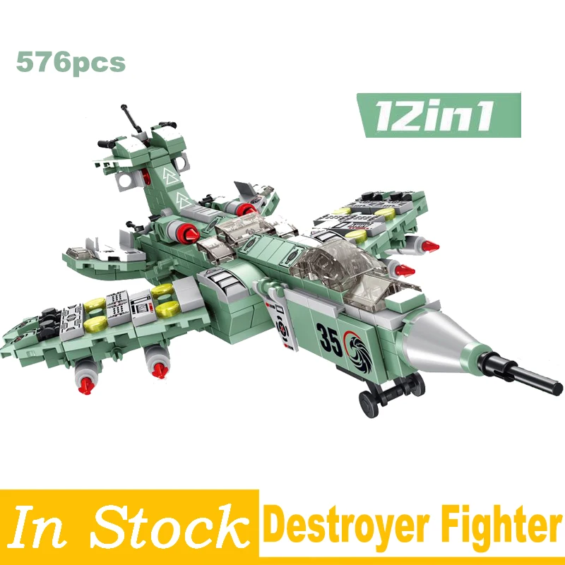 

New 12 In 1 Transformation Engineering Technic Transform Fighter Model Building Blocks Toys Children Kids DIY Gifts Education