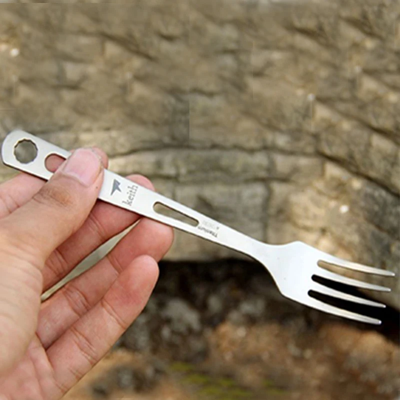 Keith 3 unids Utensilios de cocina kit Titanium cubiertos cuchillo Tenedores cuchara camping picnic ligero 53g ti5310 Navidad regalo W/ bolsa