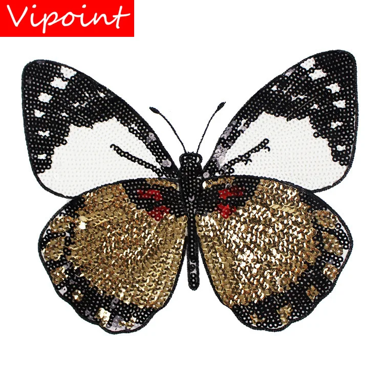 

VIPOINT embroidery Sequins big buttlefly patches animal patches badges applique patches for clothing XC-8