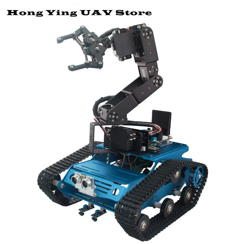 

DIY 6DOF DOF Robot Arm Tracked Teaching Obstacle Avoidance Robot with Servo PS2 Handle Arduino Control