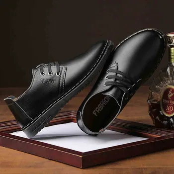 

Simple Business Hotel Meeting Wedding Spring New Men's Leather Shoes British Korean Casual Men's Shoes Lace Youth Fashion