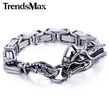 Для Мужчин's Браслеты Клык дракона, византийский пшеницы соединения кабеля 316L Нержавеющая сталь браслет мужской кожаный браслет ювелирные изделия 9/10 мм KHB448
