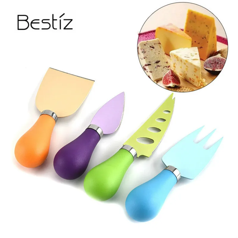 4 PCs/set Cheese Cutter Butter Cutter Colored Handle Cheese Knife