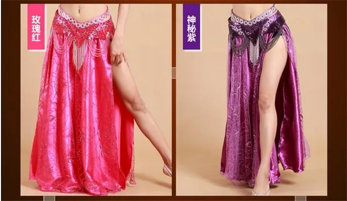 Женская юбка для танца живота кальин костюм для восточных танцев с высоким разрезом Индии Болливуд девушка розовый белый розовый зеленый фиолетовый