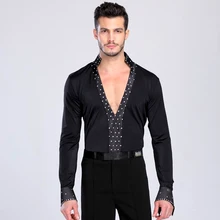 Стандартный латинский танцевальные платья Для Мужчин's выступление латина платье Детская Футболка для мальчика с Латинская танцевальная рубашка для выступлений верхняя часть костюмов