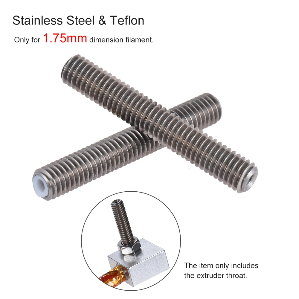 

2pcs MK8 M6 * 40mm Stainless Steel Nozzle Extruder Throat Tubes Pipes for 1.75mm Filament 3D Printer Parts For Printing