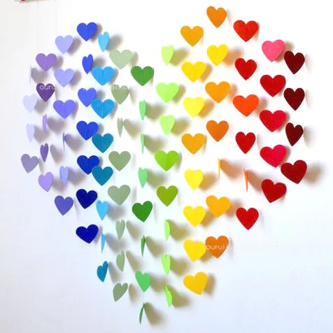 

2M Heart-shaped Paper Banner Decoration For Kids Birthday Novelty Style Colorful Options Home Decoration Accessories