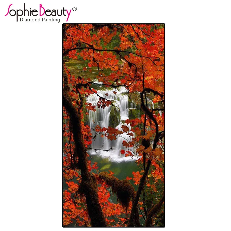

Sophie Beauty Diy Diamond Painting Full Cross Stitch Rhinestone Embroidery Mosaic Red Maple Leaf Tree Falls Needlework Art Decor