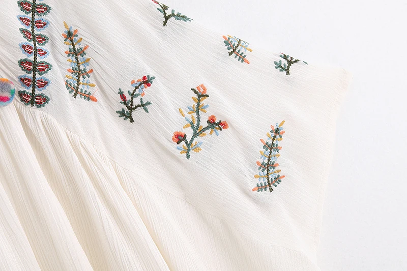 TEELYNN boho блузка Винтаж бежевый с цветочным узором летнее блузки свободные короткий рукав «летучая мышь» Женская блузка Топ в цыганском стиле blusas