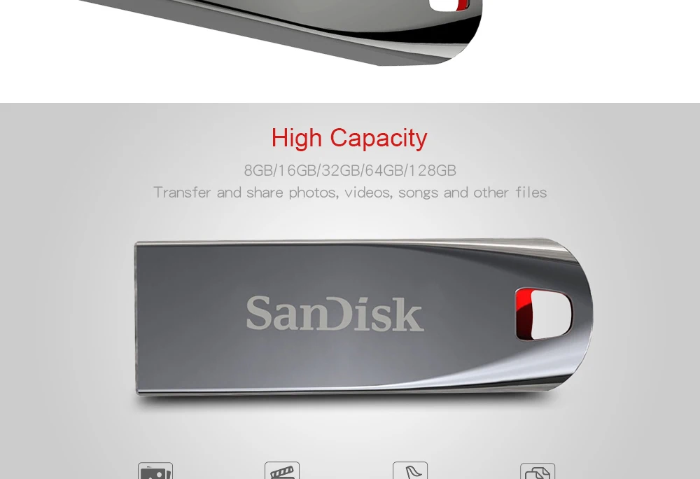 SanDisk USB флеш-накопитель CZ71 USB 2,0, 64 ГБ, 32 ГБ, 16 ГБ, 8 Гб