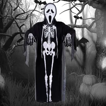 

Besegad Kids Skeleton Ghost Clothes Screaming Goast Mask Hand Bone Cloth Gloves Masquerade Cosplay Halloween Costume Props