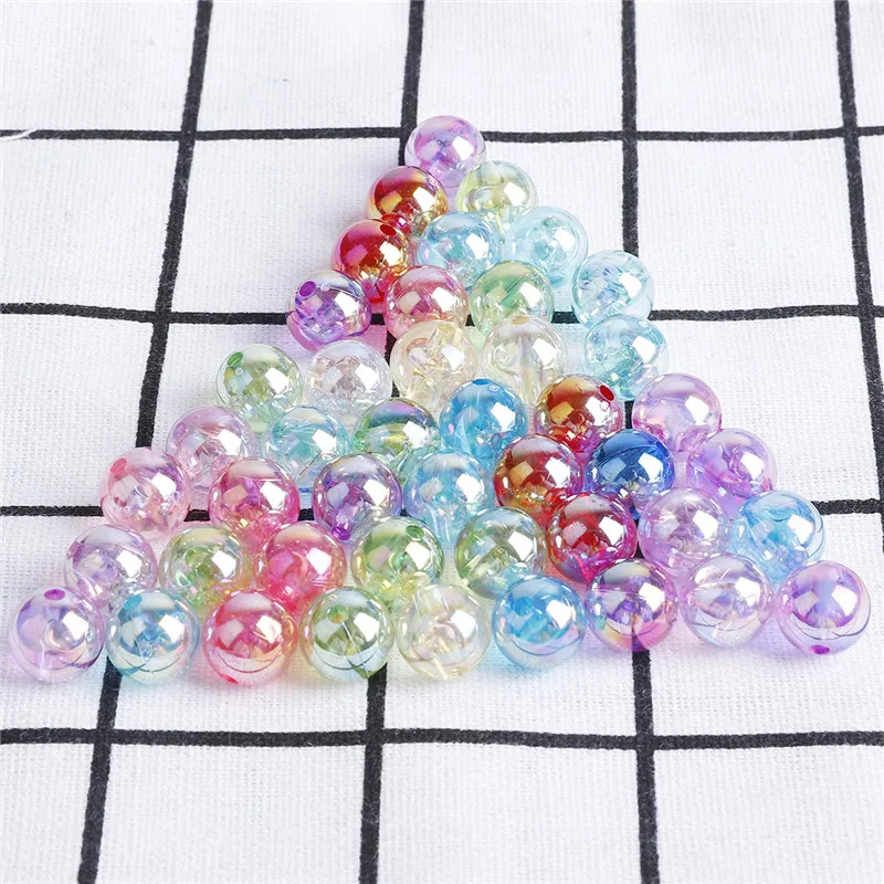 

6/8/10/12mm 50pcs/lots Acrylic AB Mix Colour Round Transparent Loose Spacer Beads For DIY Necklace Bracelet Jewelry Making