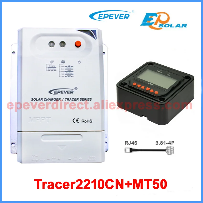 MPPT Tracer2210CN+ кабель USB и датчик температуры кабель EPSolar 20A 20amp солнечной зарядки контроллера с MT50 12 В/ 24 В