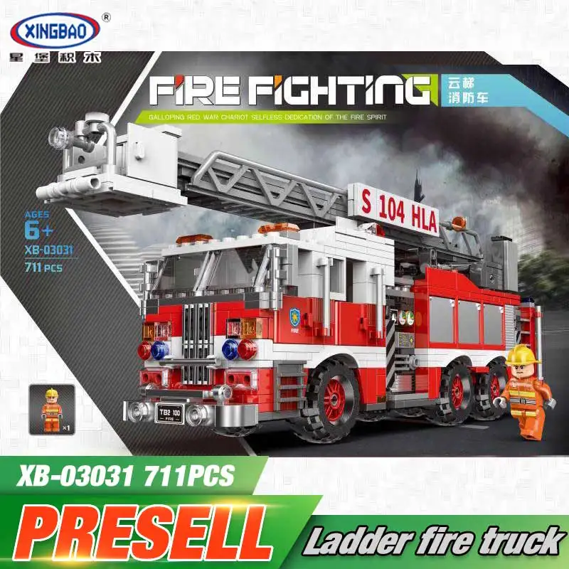

XINGBAO 03031 City Series The Aerial Ladder Fire Truck Set Building Blocks Bricks Kids Toys Car Model Birthday Christmas Gifts