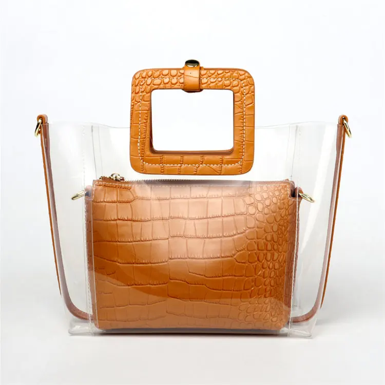 

New Arrival Fashion Trend Jelly Bag Women's Top-Handle Bag Composite Bag PVC Out Bag