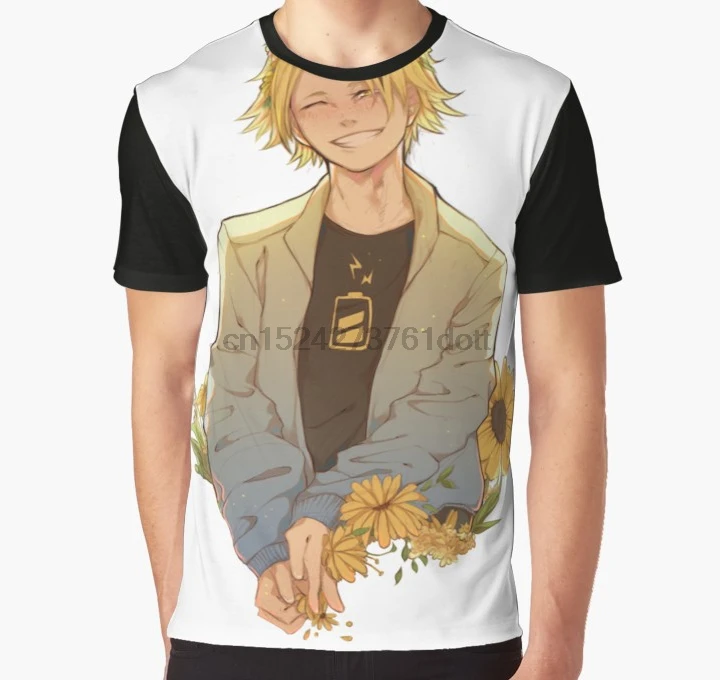 

All Over Print 3D Tshirt Men Funny T Shirt Kaminari Denki Flowers Sticker