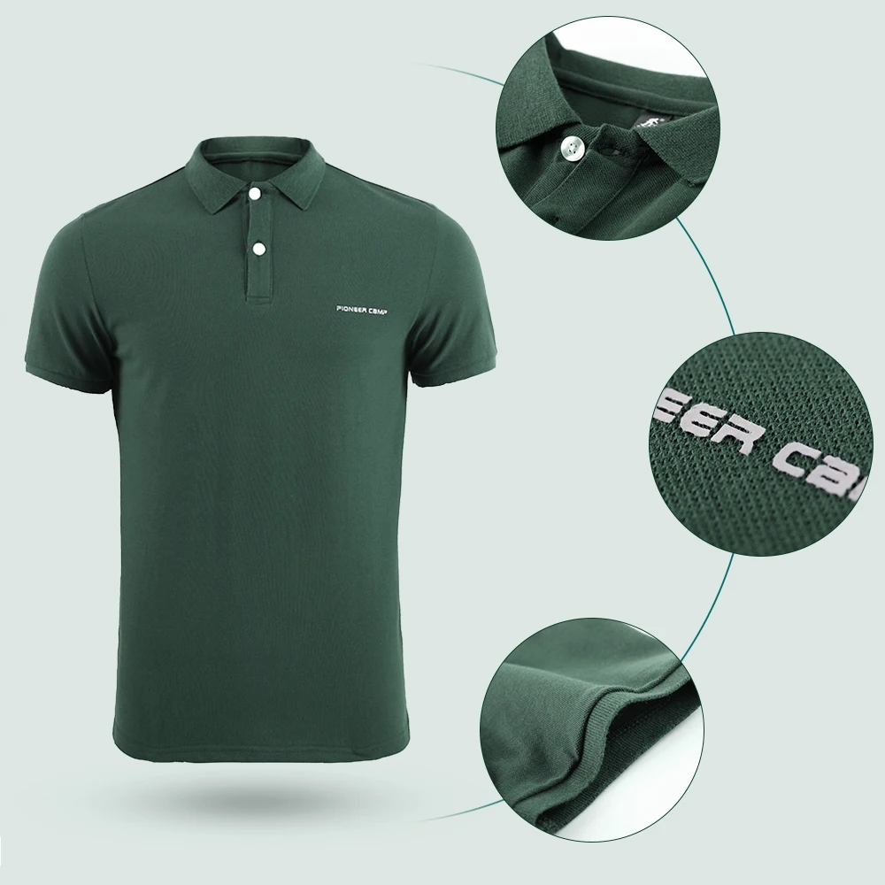 Pioneer Camp Golf Polo рубашка мужская из хлопка с коротким рукавом Повседневная Мужская s Polo Базовая летняя розовая фиолетовая темно-синяя рубашка поло мужская