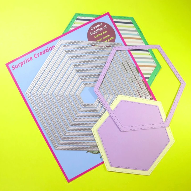 Large Cutting dies Stitched Hexagon Scrapbook DIY Craft Metal Stencil | Дом и сад