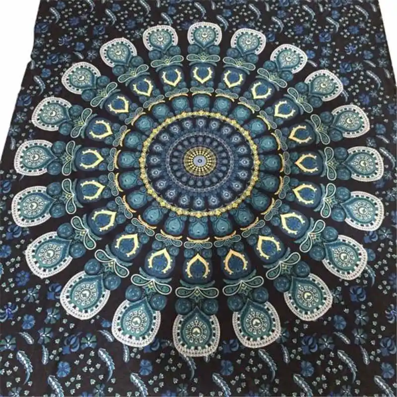 2019 New Bohemian Rectangle Hippie Tapestry Beach Throw Roundie Towel Yoga Mat Feat Featur Handkerchief Ponchos Capes A20# (3)