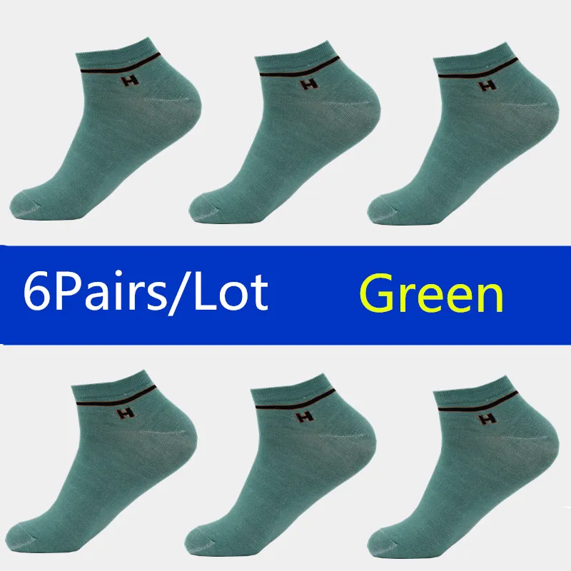 6 пар, Новое поступление, мужские носки, повседневные, летние, стильные, дышащие, брендовые носки, мужские носки, Прямая поставка - Цвет: WZ003-Green-6pairs