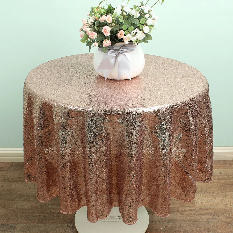 48'' Round champagne Sequin Table linen Overlay Glitter TableCloths