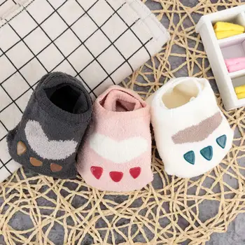 

Cute Baby Non-slip Floor Socks Infant Cartoon Animal Print Fleece Shoe Socks Toldder Children Thicken Ankle Sleeping Socks Gift