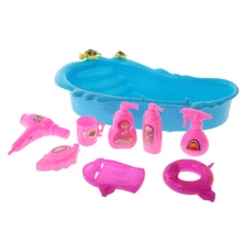 9 шт. кукольный домик для ванной и ванной набор принадлежностей для ванной комнаты Аксессуары для куклы для купания ролевые игры Набор игровой игрушки