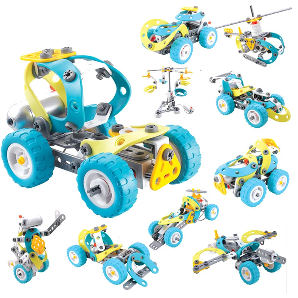 

102Pcs DIY Assemble 10 In 1 Take Apart Vehicle Toy Set for Kids Toddlers, Plastic Building Blocks Toy