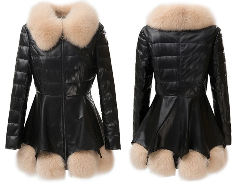 Зимняя женская куртка, модная новинка, средней длины, из искусственной кожи, пальто, теплый меховой воротник, имитация меха, женская верхняя одежда DD335