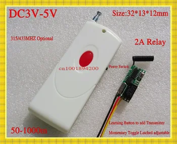 

DC3V-5V Mini Remote Control Switch 3.7V 4.5V 5V 2A Relay Receiver NO COM NC Transmitter Long Range Wireless Switch 315/433 RX TX