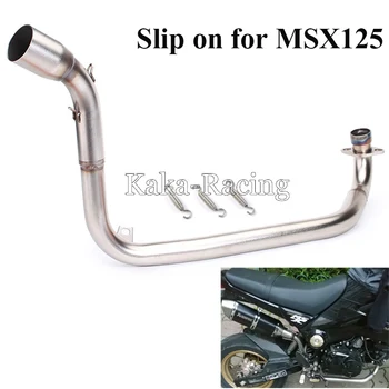 

Motorcycle Exhaust Slip on Full system Middle Link Tube Stainless Steel Without Muffler For Honda GROM MSX125 MSX 125 2012-2015