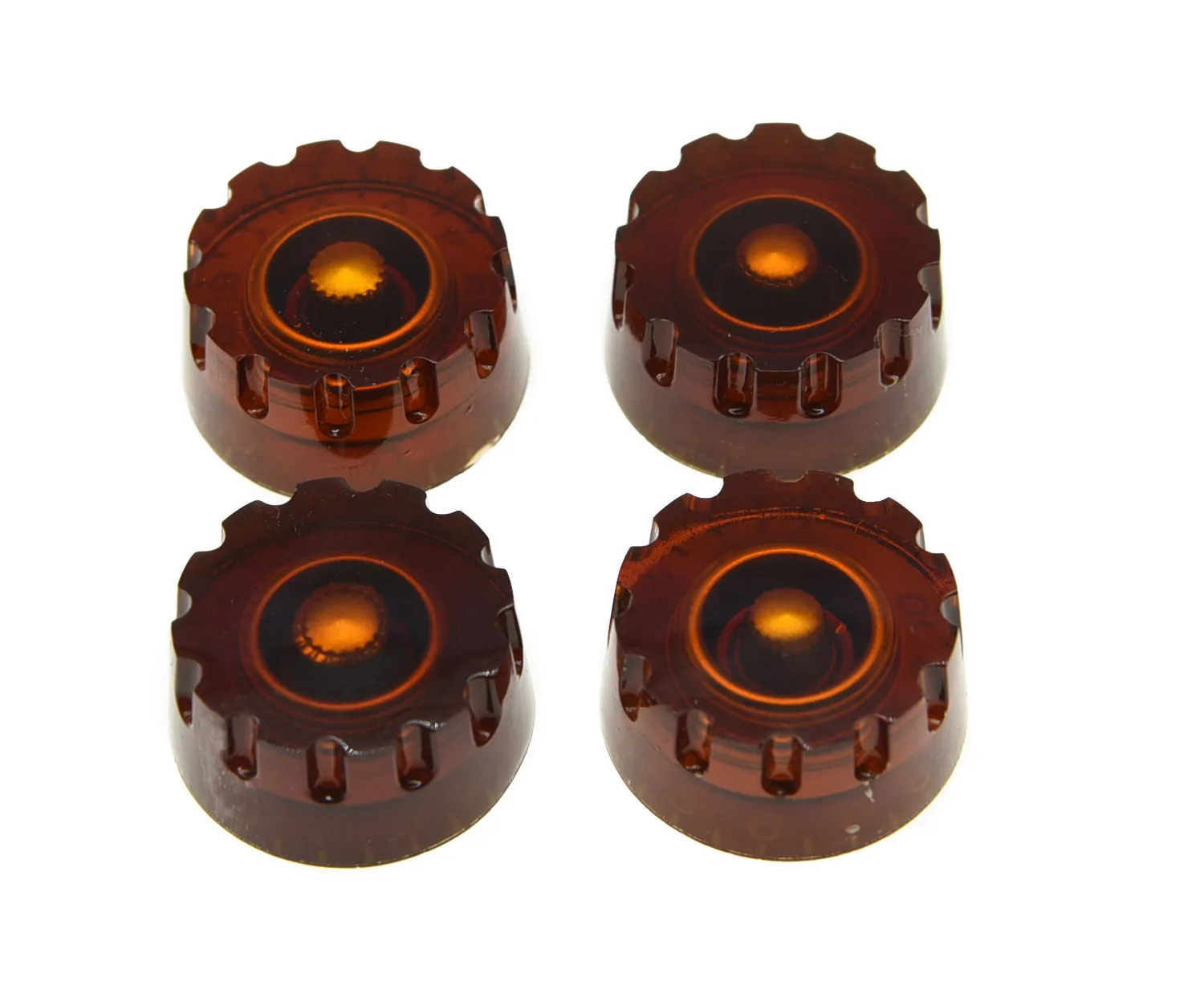 

4x Amber LP Guitar Knurled Control Knobs Speed Metric Knob Fits LP