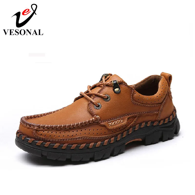 

VESONAL Hot Sale 2017 New Brand Genuine Leather Casual Male Shoes For Men Adult Quality Autumn Walking Breathable Man Footwear