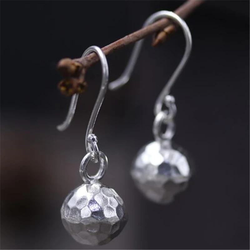 

JINSE 2018 New Fashion Big Exaggerated 925 Silver Round Faceted Ball Pendant Statement Dangle Earrings Bijoux for Women Brincos